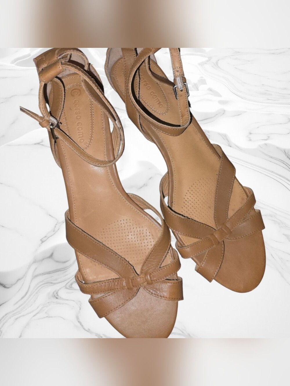 Corso Como Tan Leather Strappy Sandals - Picture 2 of 5